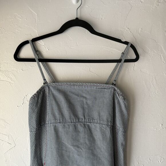 Garnet Hill Dress Vintage Cottage Medium‎ Blue Gingham Sleeveless Pockets - Picture 2 of 10